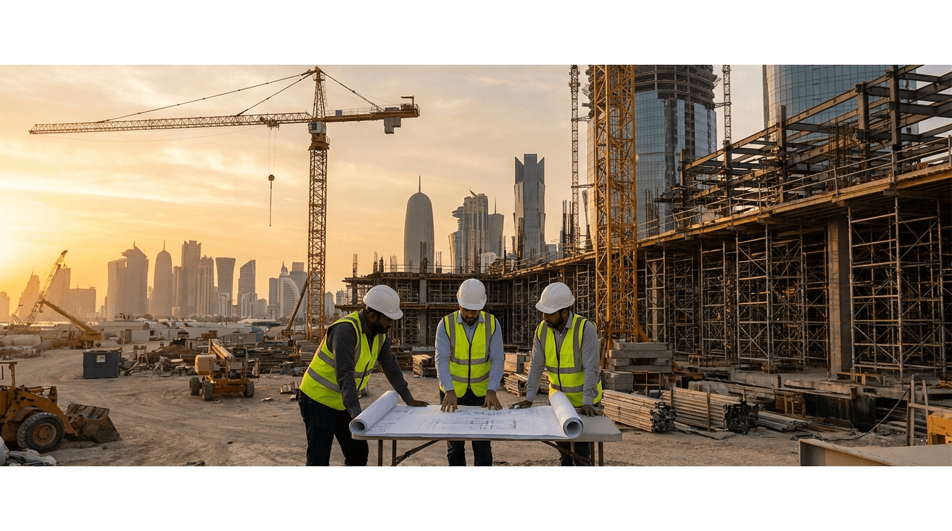 Huqool Engineering construction site in Qatar